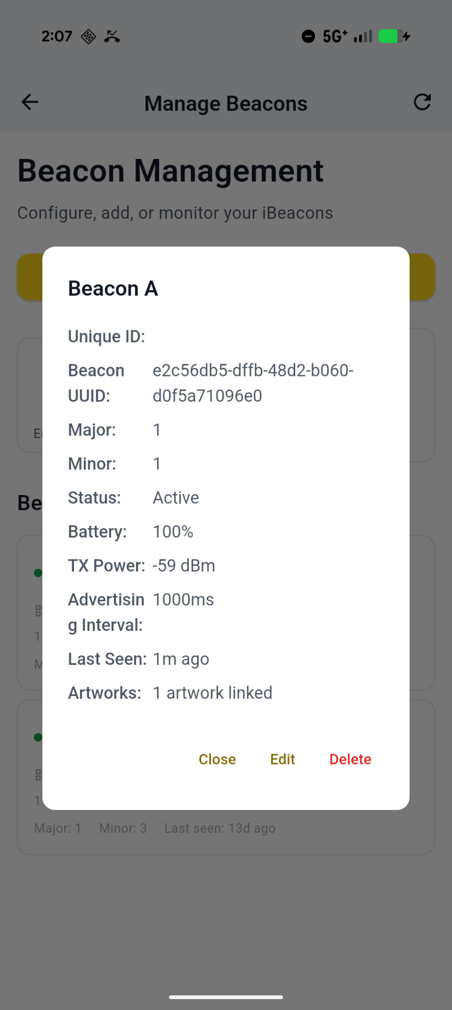 Beacon details